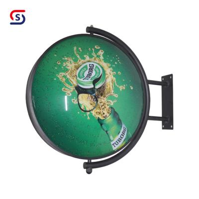 China Custom Outdoor Advertising Light Box-Mold 1111 Vacuum Forming Outdoor Rotating Wall Mounted Round Led Advertising Light Box For Shop for sale