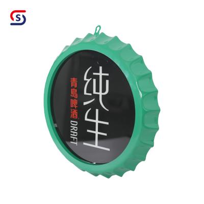 China 1087 Indoor Illuminated Sign-Mold Logo Bottle-Cap Shape Wall Custom Mounted Acrylic Advertising Led Illuminated Sign For Store for sale