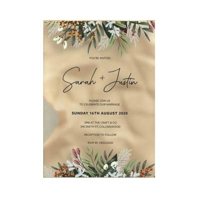 China Environmental Friendly Luxury Wedding Invitation Card Frosted Acrylic Invitation For Party With Flower Printing for sale