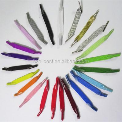 China Polyester Flat Flat Shoe Laces, U Lace, Mini Elastic Shoe Lace With Plastic Tips for sale