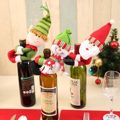 China Santa Claus Snowman Spirit Bottle Wine Bottle Cloth Christamas Home Decor Christmas Decoration for sale