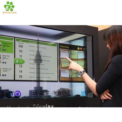 China 17 inch indoor small size lcd panel window transparent display screen with multi touch screen for sale