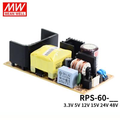 China Original Meanwell SMPS RPS-60-5 60W 5V 10A Single Output Open Frame PCB Reliable Green Medical Equipment Medical Power Supply for sale