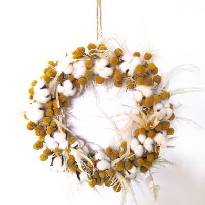 China Wholesale Natural Touch Front Door Garland Wedding Table Top Decor Billy Balls Decorative Dried Flower Touch and Cotton Combination Garland for sale