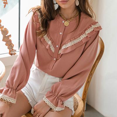 China PRETTY STEPS 2021 PRETTY STEPS 2021 Breathable Solid Women Blouse Shirt Autumn Breathable Solid Female Upper Blouse for sale