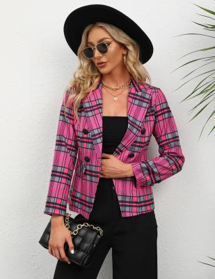 China Anti-wrinkle STEP PRETTY 2021 Women's Fall Winter Amazon PS109623 plus size casual short plaid jacket coat for sale