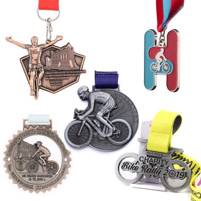 China Europe Jiahong Factory Direct Metal Enamel Custom Sports Bike 3d Biggest Cycling Medal, Custom Bicycle Medals for sale