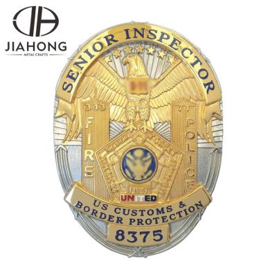 China 3D Custom Metal 3d Gold Ribbon Plated Military Security Pin Badge for sale