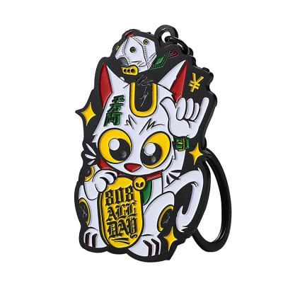 China 2022 Hot Selling Cartoon Cute Animal Enamel Decoration Metal Keychain Lucky Cat Keychain for sale