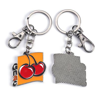 China 2022 Hot Selling Mini Food Fruit Keychains Metal Cute Enamel Cherry Keyring for sale