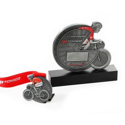 China Europe Cheapest Nice Custom Trophy 3d Cycling Medals Bike Trophy for sale