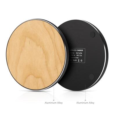 China Aluminum Alloy Convenient Side Portable Lightweight Wooden Wireless Charger for sale