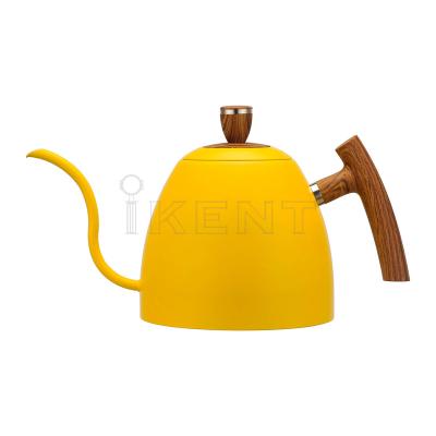 China WITH LID Bartender Coffee Accessories 1000ML Drip Kettle Yellow Gooseneck Kettle Pot Handing Kettle Regular Coffee Tea Drip Pour Over Pot for sale