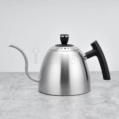 China WITH V60 Wooden Gooseneck LID Stainless Steel Bartender Coffee Kettle Drip Pot Hand Coffee Narrow Spout Pour Over Tea Kettle Pot for sale