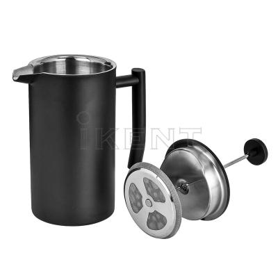 China WITH LID Black 304 Stainless Steel Double Wall French Press Coffee Maker Containers Double Walled Manual Pot French Press for sale