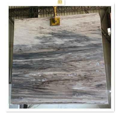 China Modern Polished Silver Galaxy blue and white straight lines marble wall tiles and Slabs Price for sale