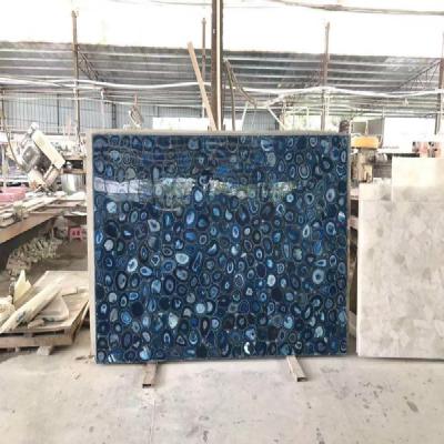 China Modern Luxurious Natural Translucent Backlit Blue Orange Purple and White Agate Slabs for sale