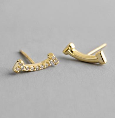 China 925 Sterling Silver Stud Earring Shiny Full Zircon Curve Earring Simple Earring FASHION Jewelry As Women Gift for sale