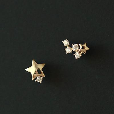 China FASHIONABLE Trending Fashion Design 14K Korean Irregular Gold Plated Zircon Star Earrings 925 Sterling Silver Moon And Star Earrings for sale