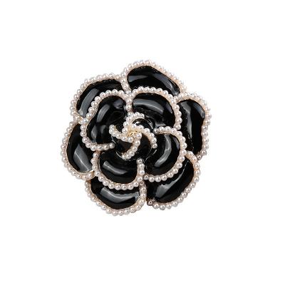 China Wholesale ALLOY Classic Styles Pink White Women Camellia Flower Brooch Luxury Blackenamel Brooch Flower Brooches for sale