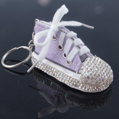 China 2022 summer fashion cute rubber shoe key chain colorful 3d rhinestones sneaker key chain as bag accessories for sale