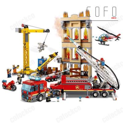 China Compatible DIY TOY Downtown Fire Brigade Model 02120 60216 Building Blocks Bricks 1056+pcs/set City For Kids Christmas Gifts for sale