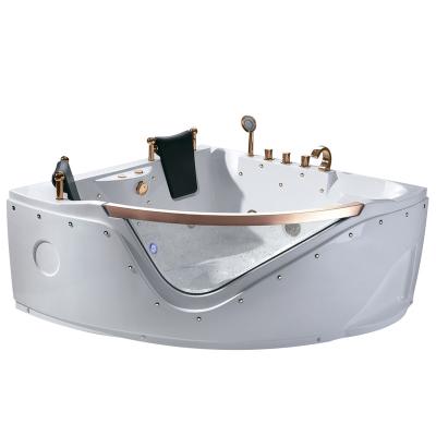 China MASSAGE K8927AG Luxury Corner Massage Bathtub 1500 mm Single Person With Led Bubble Lights for sale