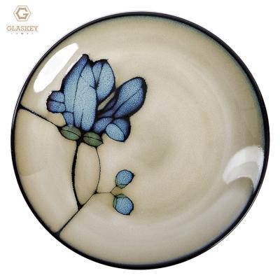 China Disposable Home and Kitchen Dishes Pottery Eco-Friendly Ceramic Dishes Under The Color Dish Glazed Deep Dinner Dish for sale