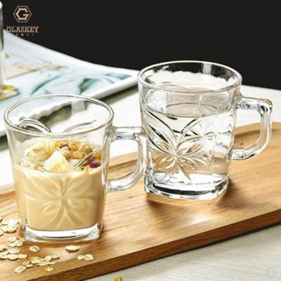 China New Style Cup Lead Free Embossing Glass Tea Milk Cup Coffee Cup Cold And Heat Resistant Mug for sale