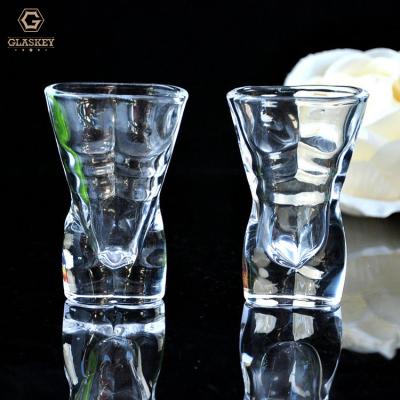 China Funny Glass Whiskey Art Thick Shot Glass Art Style Wine Body Shape Sexy Breast American Creative Beer Mug for sale