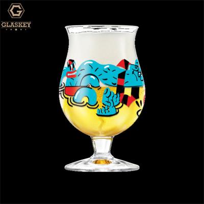 China Modern Custom World Cup Belgian Cup Beer Mug Decals Glass Short Stem Beer Mugs Wholesale for sale