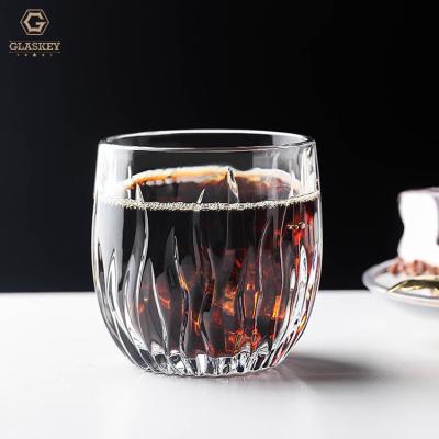 China Creative Stemless Design Juice Tea Cup Pressed Flame Pattern Household Water Glass Cocktail Bar Etched Whiskey Glasses for sale