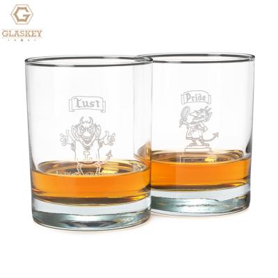 China Customized Thick Logo Decal Sandblasting Frosted Frosted Screen Printing Glass Whiskey Glass for sale