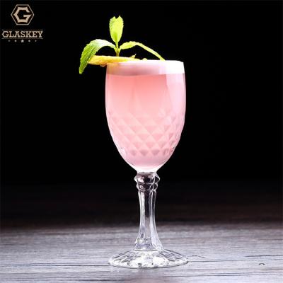 China Europe Cocktail Glass Diamond Engraved Cup Goblet Thickened Juice Glass Red Wine Glass for sale