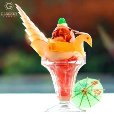 China Creative Dessert Glass Bowl Europe Cup Thick Clear Juice Glass Tulip Shape Ice Cream Glass for sale