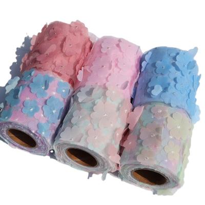 China 5yards X 80mm Viable Gradient Flower Organza Colorful Ribbon For DIY Craft Ribbon Gift Wrap Hair Bowknot DIY Christmas Materials for sale