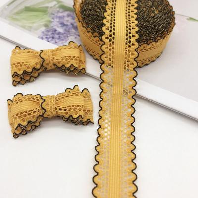 China 25mm Micro Viable Lace Ribbon DIY Elastic Hollow Hair Bow Household Clothing Shoes Hats Handmade Material Accessories for sale