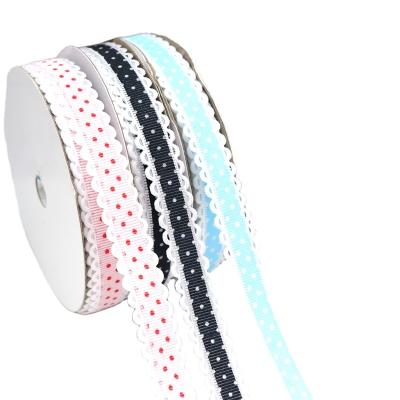 China 20yards/Roll Lace Ribbon Dot Tape Fingernail Edge DIY Headwear Plaid Webbing Gift Box Viable Wedding Christmas Party Decoration for sale