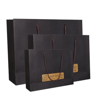 China Biodegradable hot sale! Black matte luxury paper bags for brand promotion for sale