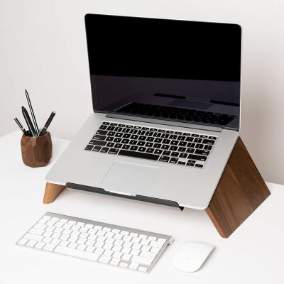 China Foldable Laptop Riser Plywood Slanted with Veneer Tablet Holder for sale