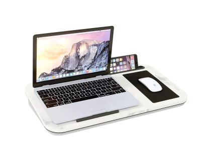 China Foldable Portable Lap Desk with Mouse Pad and Wrist Pad Wooden Office Bamboo Desk Media Slot with Cushion for sale