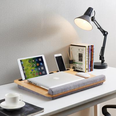 China Adjustable Angle And Height Fancy Bamboo Phone / Tablet Stand With Bamboo Cushion Laptop Tray Portable for sale