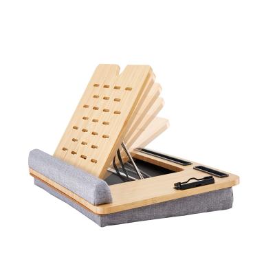 China Fancy Solid Handle Indoor or Outdoor Bamboo Desk for Laptop or Tablets Bamboo Cushioned Lap Desk for sale