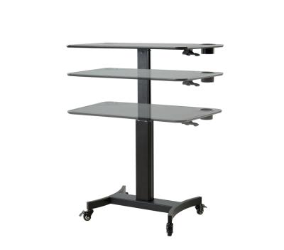 China (Height) Adjustable Computer Monitor Stand Up Desk With Wheels Mobile Laptop Desk Rolling Computer Desk for sale