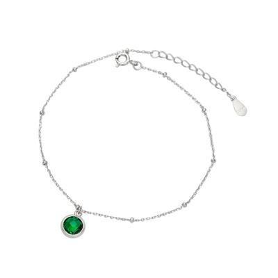 China Original women's handmade anklet s925 foot jewelry Emerald Zircon Anklet FASHIONABLE payal green jewelry bracelet in silver and gold colors for sale