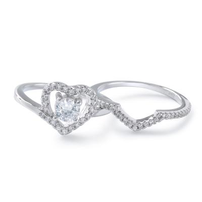 China CLASSIC Classic Heart Shape Silver Band Ring V Shape Rings Sterling Silver Ring With AAA Stone Zircon for sale