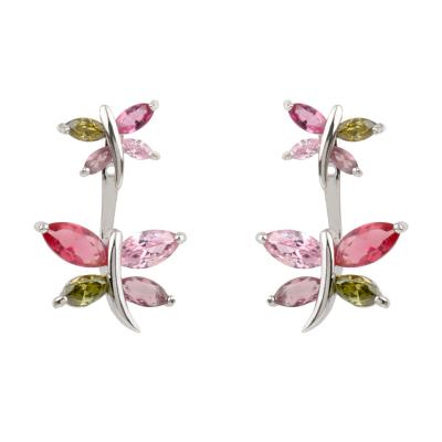 China Vintage Two in One 925 Sterling Silver CZ Earring 925 Sterling Silver Animal Stud Earrings Butterfly Shape Colorful Bijuteria for sale