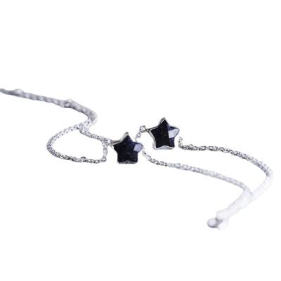 China FASHIONABLE double-layer silver 925 real jewelry shining star black female bracelets five-pointed hand ring jewelry temperament for sale