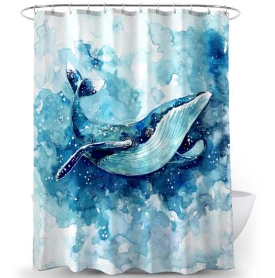 China 3D Printing Art Design Bathroom Waterproof Polyester Bath Peva Shower Curtain Sustainable Fabric Washable Shower Curtain for sale