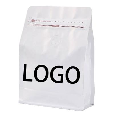 China Custom Recycle 250g 500g 1000g 2kg Moisture Proof Printed Eight Side Seal Flat Bottom Coffee Beans Packaging Bags With Valve And Zipper for sale